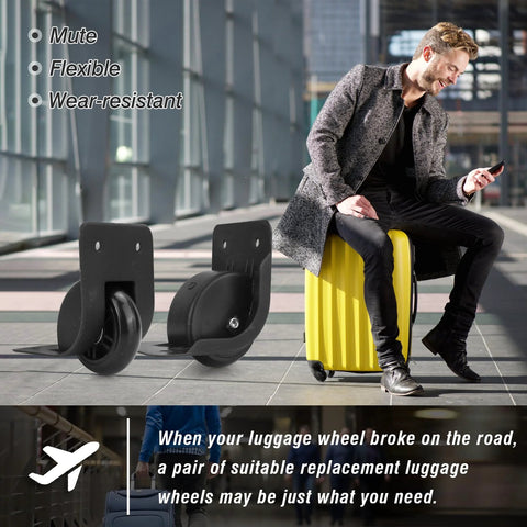 Rear Luggage Replacement Wheels Set 2 Pieces For Suitcase ZD 034 Durable PVC And PP Wheel With Bearing on display