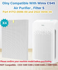 4 Pack C545 Replacement HEPA Filters For Air Purifier True HEPA Filter S Captures 99.97 Percent Of 0.3 Micron Particles