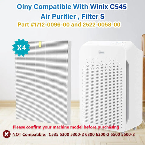4 Pack C545 Replacement HEPA Filters For Air Purifier True HEPA Filter S Captures 99.97 Percent Of 0.3 Micron Particles