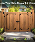 Anti Sag Gate Kit For Wooden Fence, Heavy Duty Gate Hardware With Welded Hinges, Corner Braces, Self Locking Latch, No Sag Fence Gate System For Outdoor Use on wooden double gate