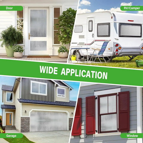 16 By 10 Foot Bubble Double Reflective Insulation Roll With Foam Core Thermal Shield For RV Windows And Interior Doors Featuring Self Adhesive Pads To Squash Those Chilly Drafts And Keep Your Space Toasty used on a door, RV, garage, and window.