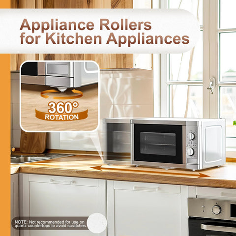 8 Pack Self Adhesive Appliance Casters Wheels demonstrating 360 Degree Swivel for Kitchen Appliances