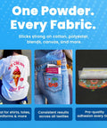 Hot Melt DTF Adhesive Powder For Transfers on garments and fabrics, ideal for cotton, polyester, blends, and more.
