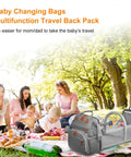 Waterproof Diaper Backpack With Changing Station And USB Charging Port For Moms And Dads Large Capacity Gray in park setting