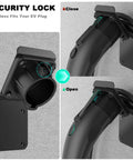 Heavy Duty Wall Mount Charger Holder For SAE J1772 EV Chargers With Universal J1772 Plug Organizer Fits All Chargers Rust Proof Metal Frame UV Resistant ABS