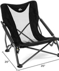 Low Profile Folding Camping Chair With Carry Bag Lightweight Breathable Mesh Seat For Camping Beach Picnic Barbecues Black