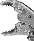 Close-up of 7.5 Inch Screw Removal Locking Pliers For Stripped Screws PZ65 with serrated jaws, showing quick release and secure grip.