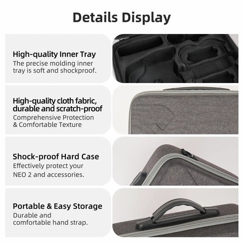 Details display of All-In-One Drone Case And Travel Bag With Dual Battery Slots, showcasing durability and storage features.