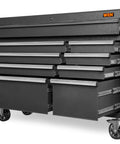 52 Inch Premium Rolling Tool Cabinet With Beefy 21 Gauge Powder Coated Steel Heavy Duty Build Nine Lockable Soft Close Drawers With 100 Lb Capacity Size 52W 18D 37H Inches Ideal Garage Workshop Storage Black