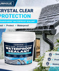 Heavy Duty Clear Waterproof Sealant With No Sweat Leak Repair Coating For Concrete Walls Roofs Metal Wood 1.32Gal bucket under rain