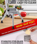 Ezcasch commercial French fry cutter with four stainless blades: 1/4 in, 3/8 in, 1/2 in, 8 wedge slices