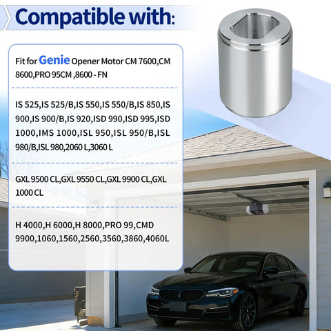 Aluminum Screw Drive Coupler 30257T, durable metal part for garage door opener replacement, compatible with Genie models.