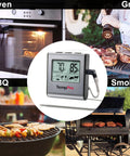 Large LCD Digital Meat Thermometer For Smoker, Oven, Kitchen And BBQ Grill With Stainless Steel Probe in use