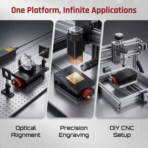 Heavy Duty Manual Pivot Angle Platform With Zero To Ninety Degree Smooth Tilt Base Locked Tight Anodized Aluminum Build for optical alignment, engraving, and CNC.