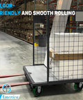 Heavy Duty Industrial Casters Set 5 Inch By 2 Inch Wheels With Non Marking Polyurethane On Cast Iron Core installed on cart