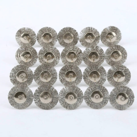 20 T-shaped stainless wire wheels from 60 Piece Wire Brush Set For Rotary Tools Stainless Steel Wire Wheels With Pen Brushes