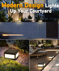 Modern garden with Solar Post Lights Outdoor Waterproof Dusk To Dawn Pillar Lighting for Fence Cap Aluminum Deck Lamp.