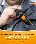 Wireless Thermal Imaging Camera For iPhone And Android With Carrying Pouch And USB C Cable shown in a pocket