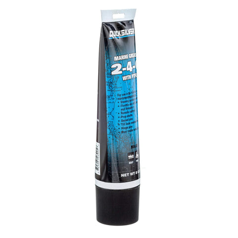 Quicksilver marine grease tube, 8 oz, blue/black label with Teflon