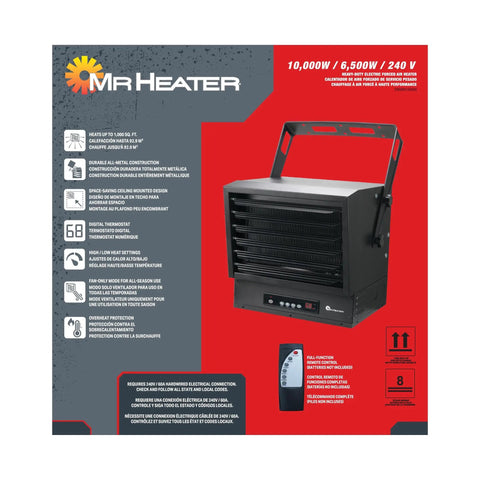 Box of Ceiling Mount Garage Heater 7500W And 6250W 240V With Adjustable Louvers And Tilt Head Overheat Protection High Low Heat