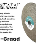 Seven Inch Convolute Deburring Wheel One Inch Thick By One Inch Arbor Hole Silicon Carbide Fine Grit for precise metal finishing.
