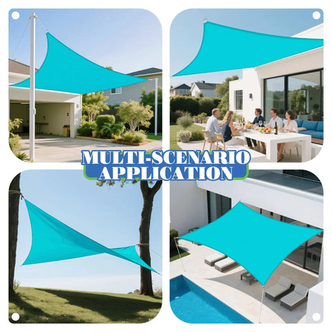 10 By 13 Foot Waterproof Sun Shade Sail Rectangle Canopy For Outdoor Patio Pergola Backyard Garden UV Block Protection Turquoise Color Built Tough Heavy Duty Polyester Tear Resistant Easy Install All Weather Use