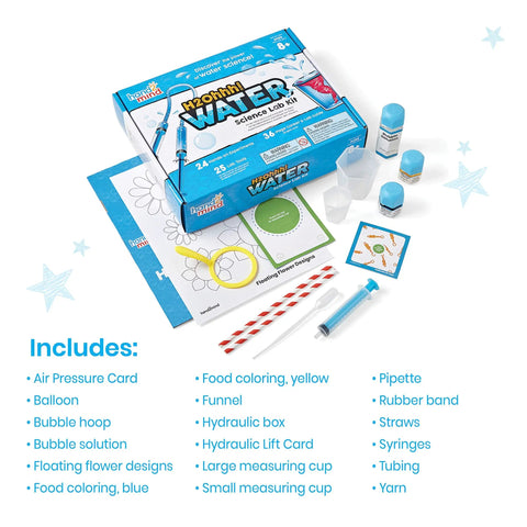 Water Science Kit For Kids Ages 8 12 24 Hands On Experiments In Color Chemistry Bubbles And Tornadoes set contents displayed