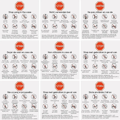 Multi-language caution signs for Ultra Ear Wax Removal Kit With Camera Ear Scope 10MP Lens And 3X Magnification Ear Cleaner.
