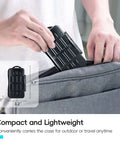 Heavy Duty Memory Card Case Organizer Holding 4 Cfast 8 Sd And 16 Microsd Cards With Beater Proof Abs Shell in a backpack.