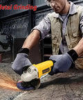 Person using Beast 5 Inch Angle Grinder With 10 Amp 1280W Motor, Six Variable Speeds for metal grinding in workshop