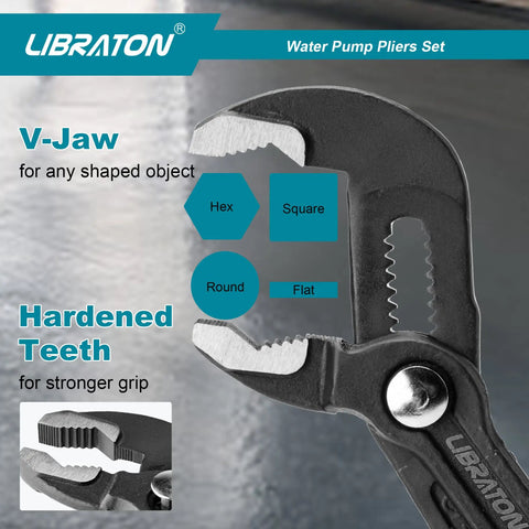 CR-V Steel Plumbing Pliers Set With Groove Joint And V-Jaw Tongue And Groove Pliers for shaped objects