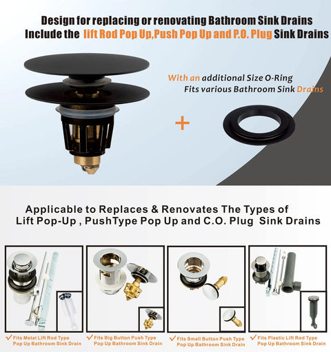 Universal Bathroom Sink Drain Stopper With Detachable Hair Catcher And Matte Black Finish Is A Pretty Darn Sharp Fit For Most Pop Up Drains Works Like A Charm While Sealing Away Nasty Hairs In Your Vanity Basin