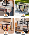 60L under bed storage bags with lids and sturdy handles shown for traveling, camping, moving, and college use