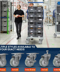 Heavy Duty Hauler With Ball Bearing Swivel And Hella Smooth Polyurethane Tread For Industrial And Home Use 3 Inch Top Plate Casters Set Of 4 Moving Gear showcased in use.