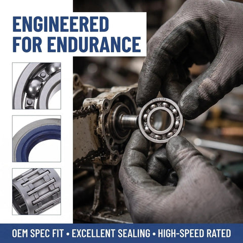 Chainsaw Crankshaft Bearing And Rubber Oil Seal Set For High Speed Transmission, needle roller bearing shown in hand