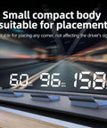 Crystal Clear Car Projection Display With Real Time Satellite Speed Tracking showing 60, 96, 158 readings on dark background.