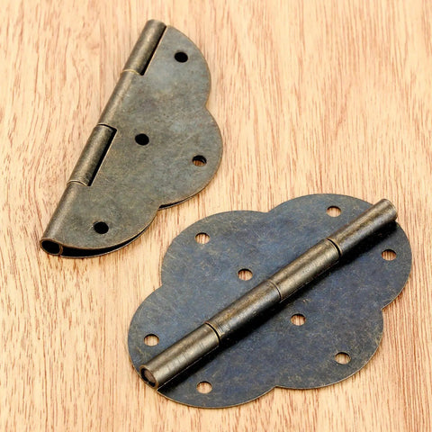 Bronze Decorative Box Hinges 2 Pack For Small Cabinets And Jewelry Boxes 69x54mm Butt Hinge Wooden Furniture Hardware Vintage Style Rustic
