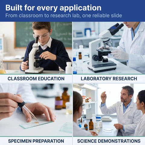 Ready To Use Pre-Cleaned Glass Microscope Slides 3x1 Inches, 72 Pack With Ground Edges And 1.0-1.2mm Thickness For Pro-Grade Lab And Classroom Use, No Prep Time Required; classroom and lab use