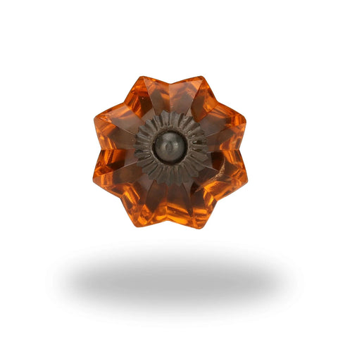 Amber Crystal Knob Set For Cabinets And Drawers By Perilla Home Handmade Vintage Glass Cabinet Hardware star-shaped amber knob