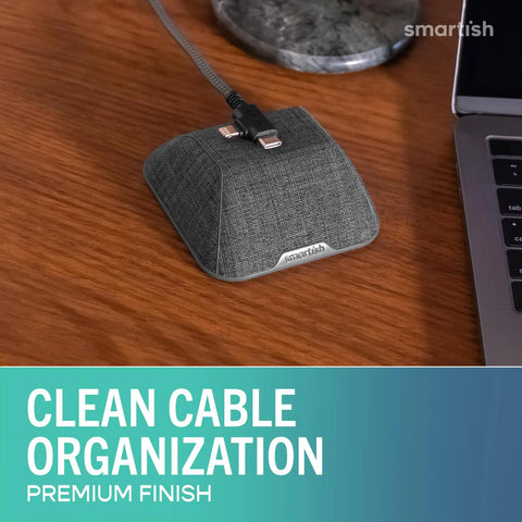Magnetic Cable Holder And Charger Organizer For Desk And Nightstand Keeps USB C And Lightning Cables Slotted, Pencil Gray