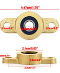 4-pack pillow block bearing with gold and blue bore for 6 mm shaft; cast-iron housing, 1/4 in bore, 2-bolt flange