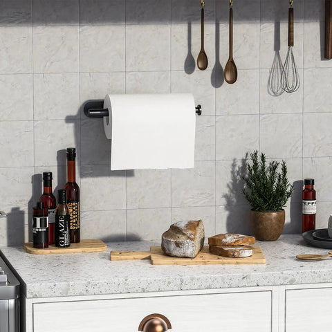 Adjustable Self Adhesive Paper Towel Holder Under Cabinet And Under Counter Wall Mount For Kitchen And Bathroom Organization No Drill Install Sticks On With Adhesive Pad And Screws Extends From 7.5 To 14 Inches