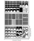 Premium Nail Stamping Plates Set Of Three Featuring Killer French Tip And Geometric Checkerboard Patterns Totally Slaying Your At Home Manicure Game While Adding Legit Salon Quality Vibes To Every Session in an arranged layout of black designs.