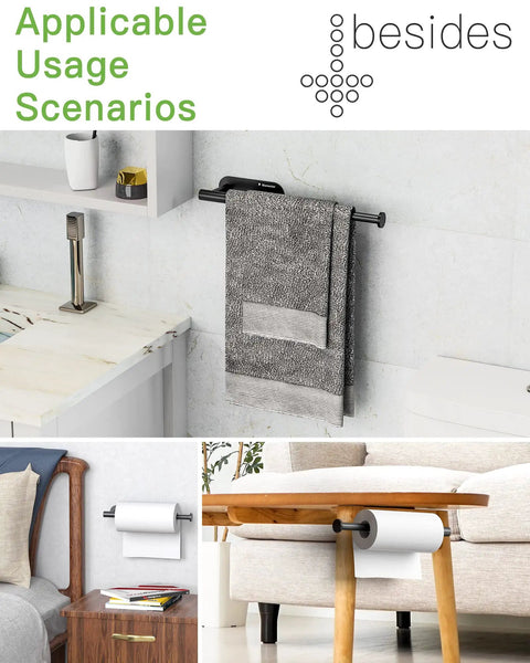 Adjustable Self Adhesive Paper Towel Holder Under Cabinet And Under Counter Wall Mount For Kitchen And Bathroom Organization No Drill Install Sticks On With Adhesive Pad And Screws Extends From 7.5 To 14 Inches
