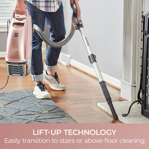Kenmore Intuition Bagged Upright Vacuum With Hair Eliminator Brushroll. Features Lift-Up Canister For Easy Stairs Cleaning. Powerful 120 Watt Motor Sucks Up Pet Hair Effortlessly. Lightweight Pod Mode For Above Floor Debris. Ultimate Home Cleaning