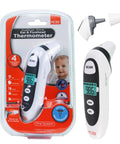 Dualscan Prime Ear And Forehead Thermometer With Food And Bottle Readings For Babies And Nursery Use Kid Friendly Ear And Forehead Temperature Readings Fever And Object Temp Sensor Baby Food Thermometer HSA Eligible, white handheld unit and packaging