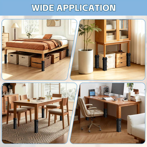 Adjustable Dorm Bed Risers Heavy Duty Steel Frame Built Different For Superb Stability elevating beds and furniture for storage.