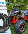 19x7-8 Mini Bike Tires Replacement Set Of 2 For ATVs Go Karts UTVs And Quad Bikes Compatible in front of an ATV