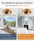 20 Inch Fabric Shade Ceiling Fan With Remote, Low Profile Flush Mount Bladeless Design, 3 Speed Quiet Operation