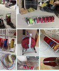 Multi Reel Electrical Wire Dispenser With Plastic Spool And Foldable Portable Cable Caddy For Industrial Warehouses, 5 Reel Capacity shown with wires.